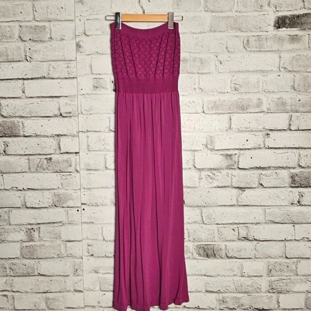Up Chic Strapless Maxi Dress Purple Smocked Bodice Flowy Size M